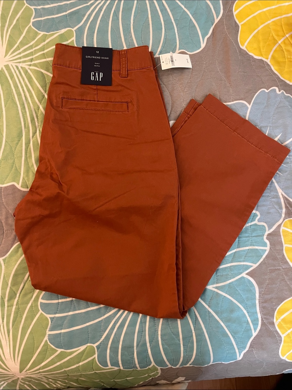 NWT Gap Girlfriend Khakis in a burnt orange Sz 12 - Picture 2 of 14